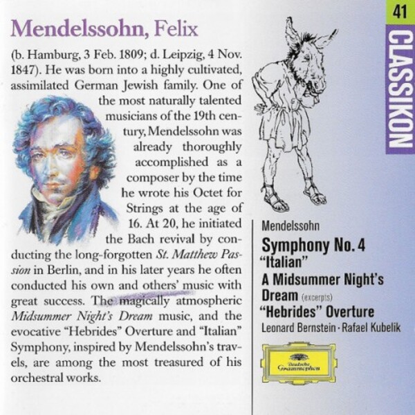 Felix Mendelssohn - Symphony No. 4 Italian & A Midnightsummer Night�s Dream Excerpts & Hebrides Overture (USED)
